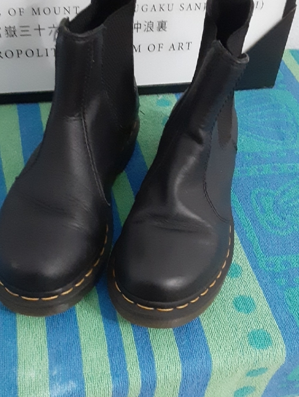 Dr. Martens Black Chelsea Boots with Yellow Stitching Clean  Worn  A Few  Times - Picture 11 of 12